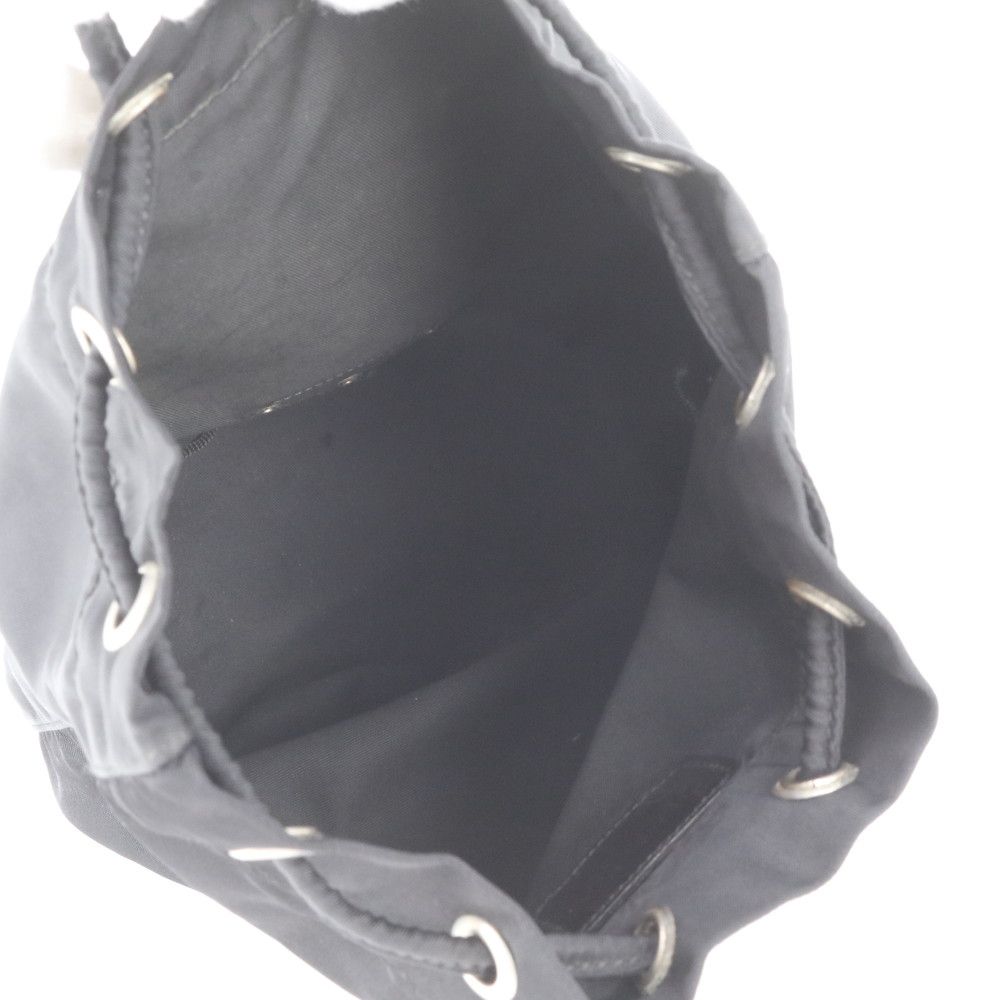 Prada Tessuto Nylon Triangle Logo Drawstring Pouch Black — view 6
