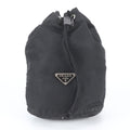 Prada Tessuto Nylon Triangle Logo Drawstring Pouch Black