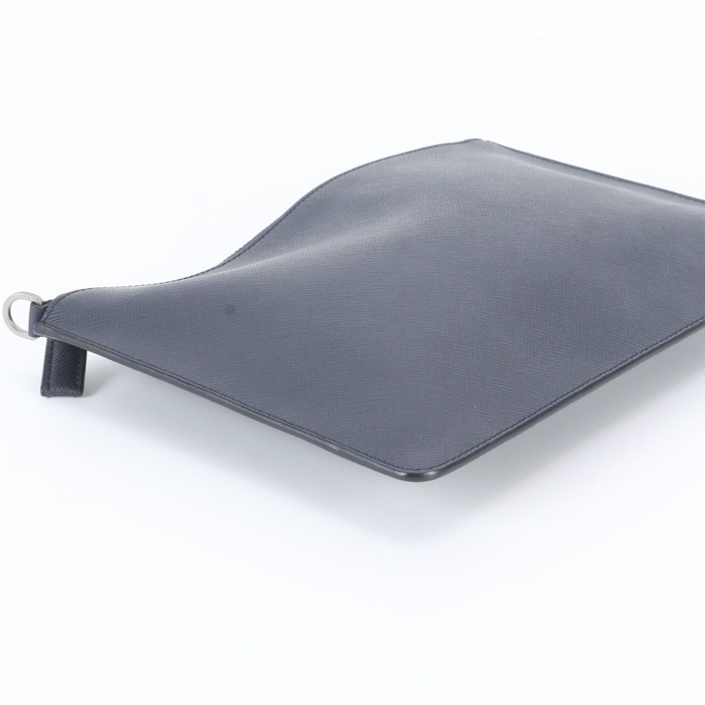 Prada Saffiano Leather Clutch Pouch Business Navy — view 4