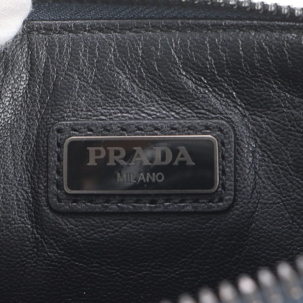 Prada Saffiano Leather Clutch Pouch Business Navy — view 8