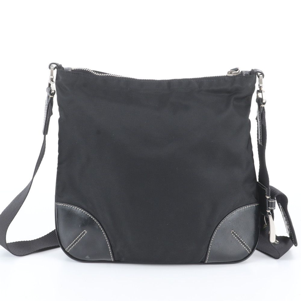 Prada Tessuto Nylon Triangle Logo Shoulder Bag Crossbody Messenger Black — view 3