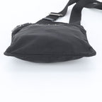 Prada Tessuto Nylon Triangle Logo Leather Shoulder Bag Crossbody Black — view 6