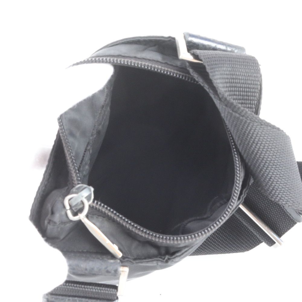 Prada Tessuto Nylon Triangle Logo Leather Shoulder Bag Crossbody Black — view 7