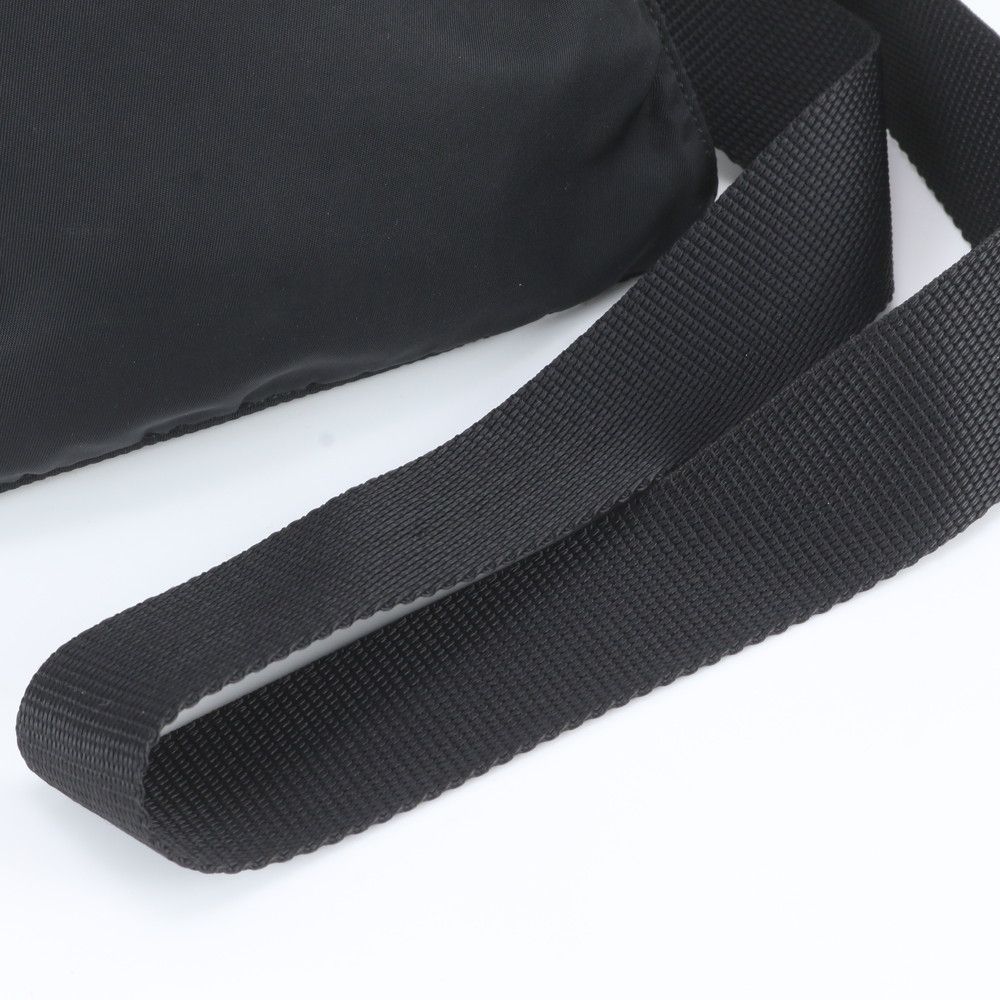 Prada Tessuto Nylon Triangle Logo Leather Shoulder Bag Crossbody Black — view 2
