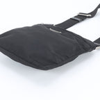 Prada Tessuto Nylon Triangle Logo Leather Shoulder Bag Crossbody Black — view 4