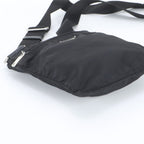 Prada Tessuto Nylon Triangle Logo Leather Shoulder Bag Crossbody Black — view 5