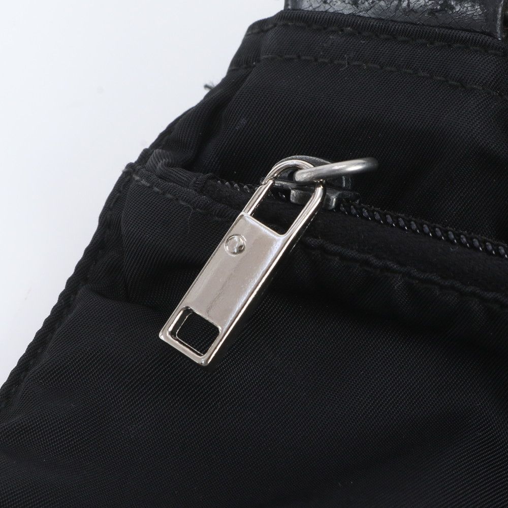 Prada Tessuto Nylon Triangle Logo Leather Shoulder Bag Crossbody Black — view 8