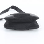 Prada Tessuto Nylon Triangle Logo Leather Shoulder Bag Crossbody Black — view 6