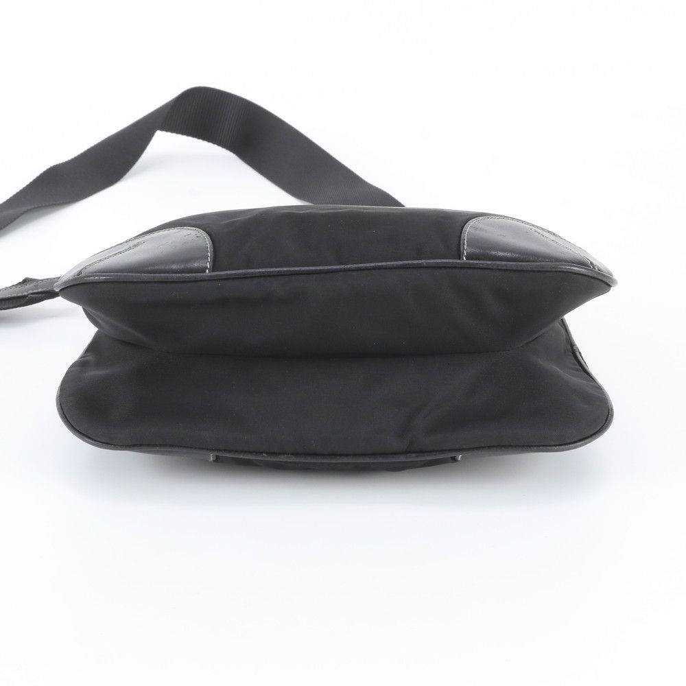 Prada Tessuto Nylon Triangle Logo Leather Shoulder Bag Crossbody Black — view 6