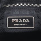 Prada Tessuto Nylon Triangle Logo Leather Shoulder Bag Crossbody Black — view 8