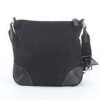 Prada Tessuto Nylon Triangle Logo Leather Shoulder Bag Crossbody Black — view 3