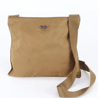 Prada Tessuto Nylon Triangle Logo Leather Shoulder Bag Crossbody Messenger