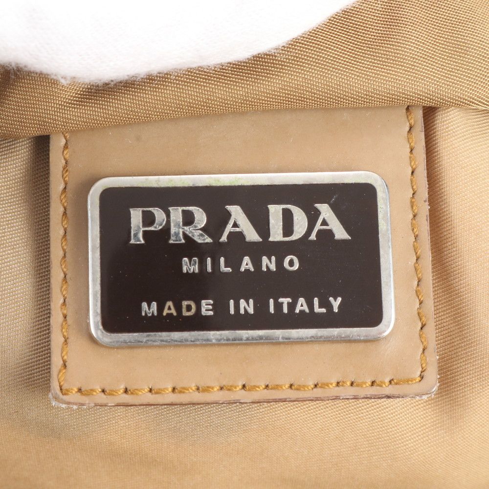 Prada Tessuto Nylon Triangle Logo Leather Shoulder Bag Crossbody Messenger — view 8