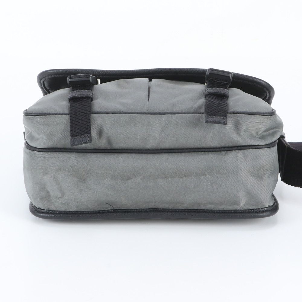Prada Tessuto Nylon Triangle Logo Shoulder Bag Crossbody Messenger Gray — view 6