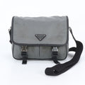 Prada Tessuto Nylon Triangle Logo Shoulder Bag Crossbody Messenger Gray