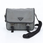 Prada Tessuto Nylon Triangle Logo Shoulder Bag Crossbody Messenger Gray