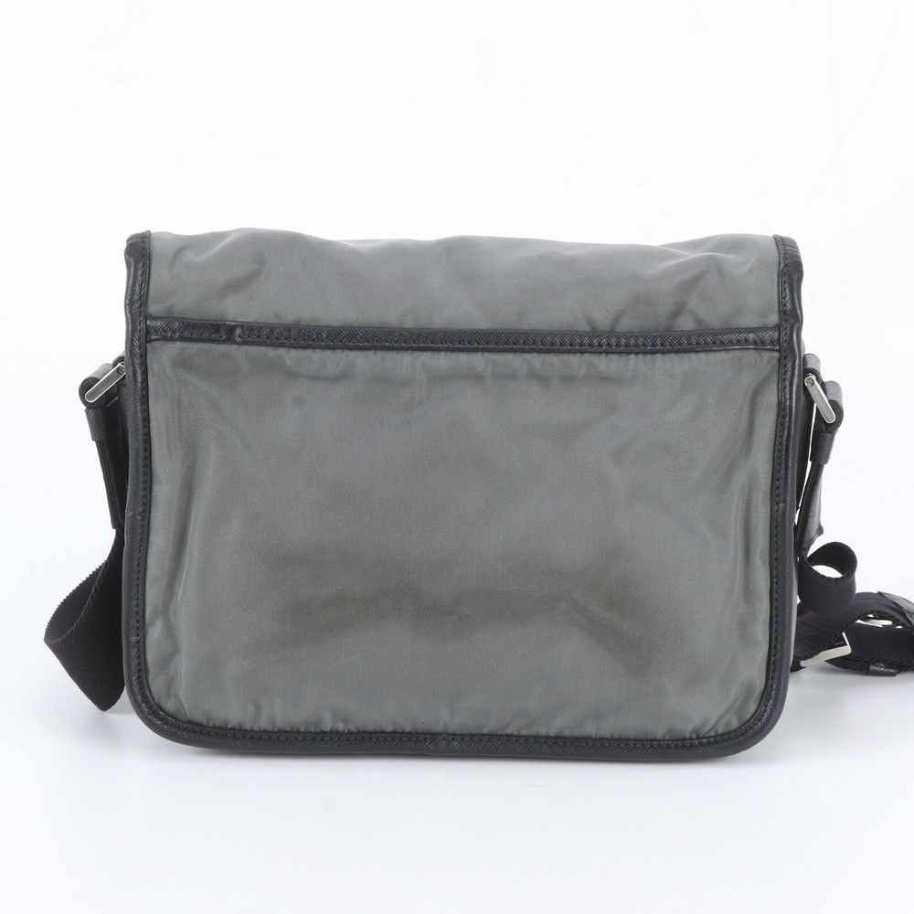Prada Tessuto Nylon Triangle Logo Shoulder Bag Crossbody Messenger Gray — view 3