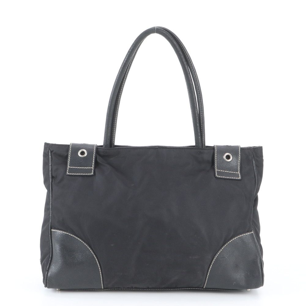 Prada Tessuto Nylon Leather Tote Bag Shoulder Hand Black — view 3