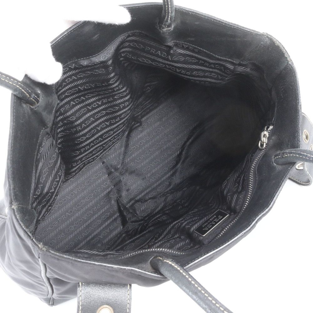 Prada Tessuto Nylon Leather Tote Bag Shoulder Hand Black — view 7