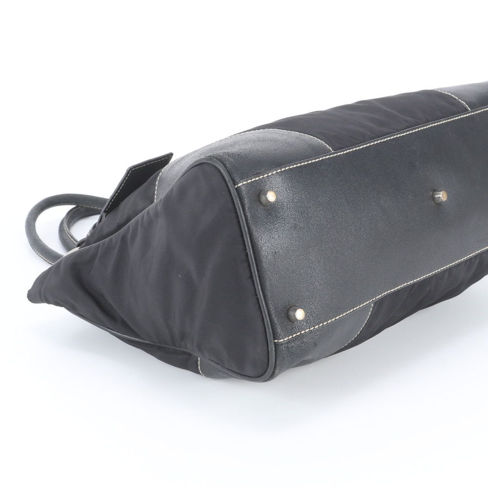 Prada Tessuto Nylon Leather Tote Bag Shoulder Hand Black — view 5
