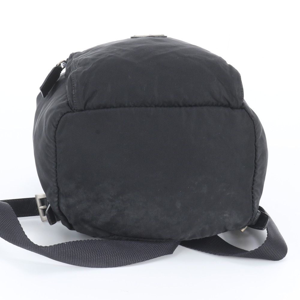 Prada Tessuto Nylon Triangle Logo Leather Backpack Black — view 5