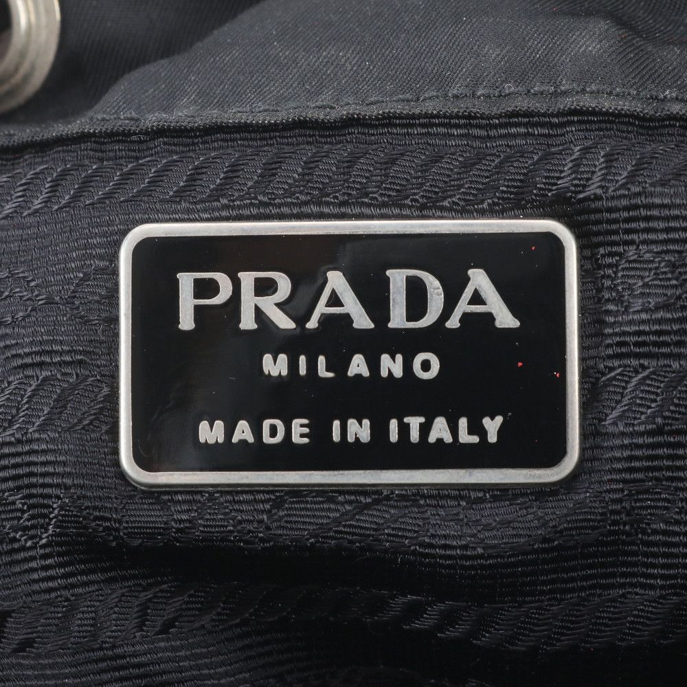 Prada Tessuto Nylon Triangle Logo Leather Backpack Black — view 7