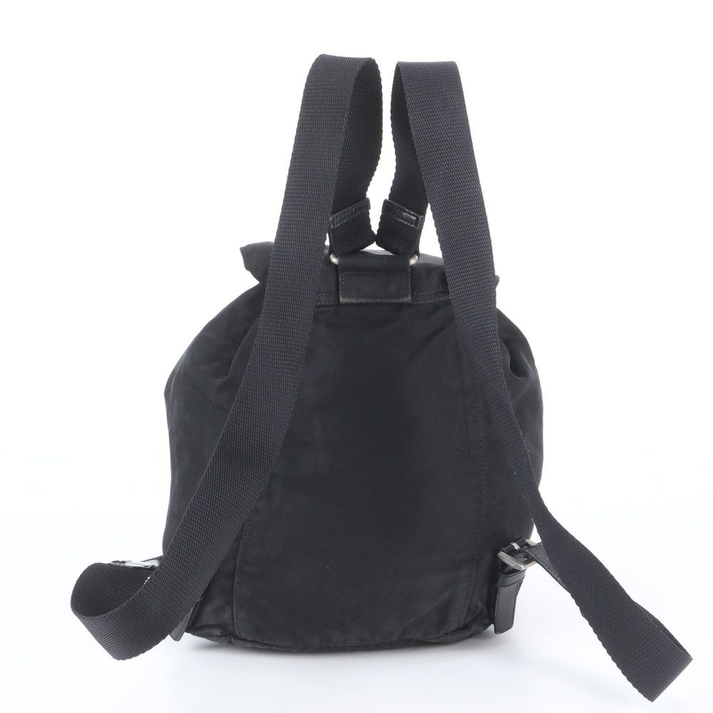 Prada Tessuto Nylon Triangle Logo Leather Backpack Black — view 2