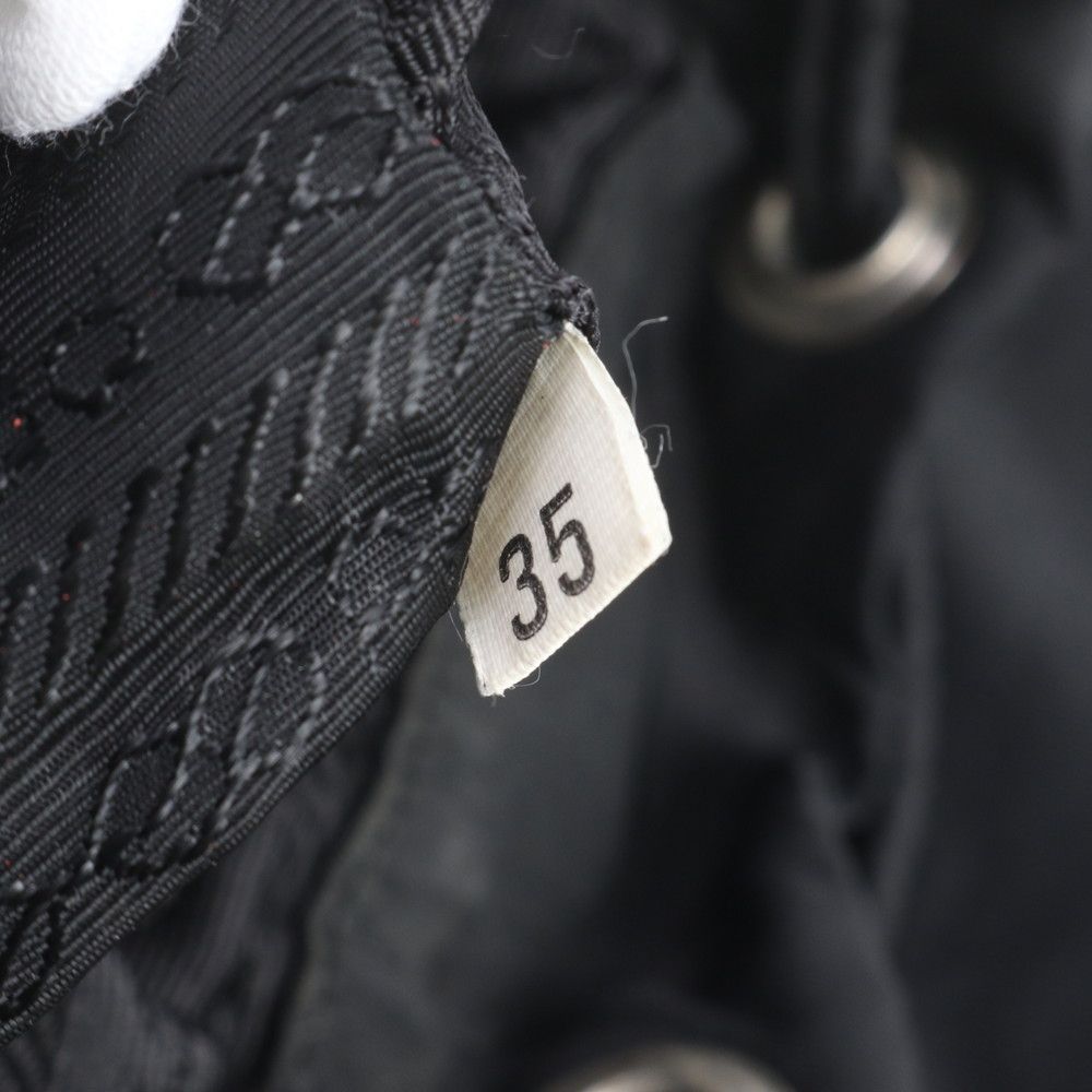 Prada Tessuto Nylon Triangle Logo Leather Backpack Black — view 8