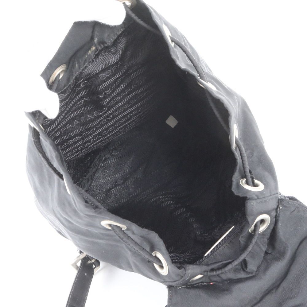 Prada Tessuto Nylon Triangle Logo Leather Backpack Black — view 6