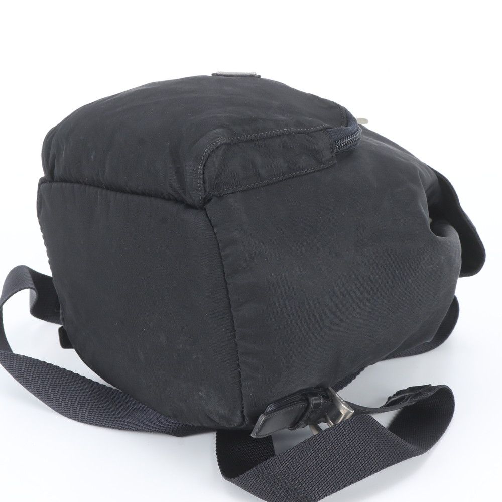 Prada Tessuto Nylon Triangle Logo Leather Backpack Black — view 3
