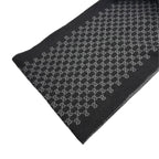 Gucci Double Jacquard GG Wool Scarf 33 175 Dark Gray Black — view 3