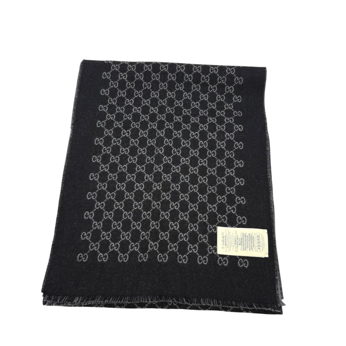 Gucci Double Jacquard GG Wool Scarf 33 175 Dark Gray Black — view 2