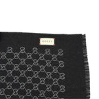 Gucci Double Jacquard GG Wool Scarf 33 175 Dark Gray Black — view 5