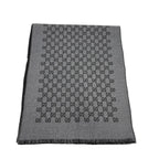Gucci Double Jacquard GG Wool Scarf 33 175 Dark Gray Black — view 7