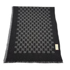 Gucci Double Jacquard GG Wool Scarf 33 175 Dark Gray Black — view 8