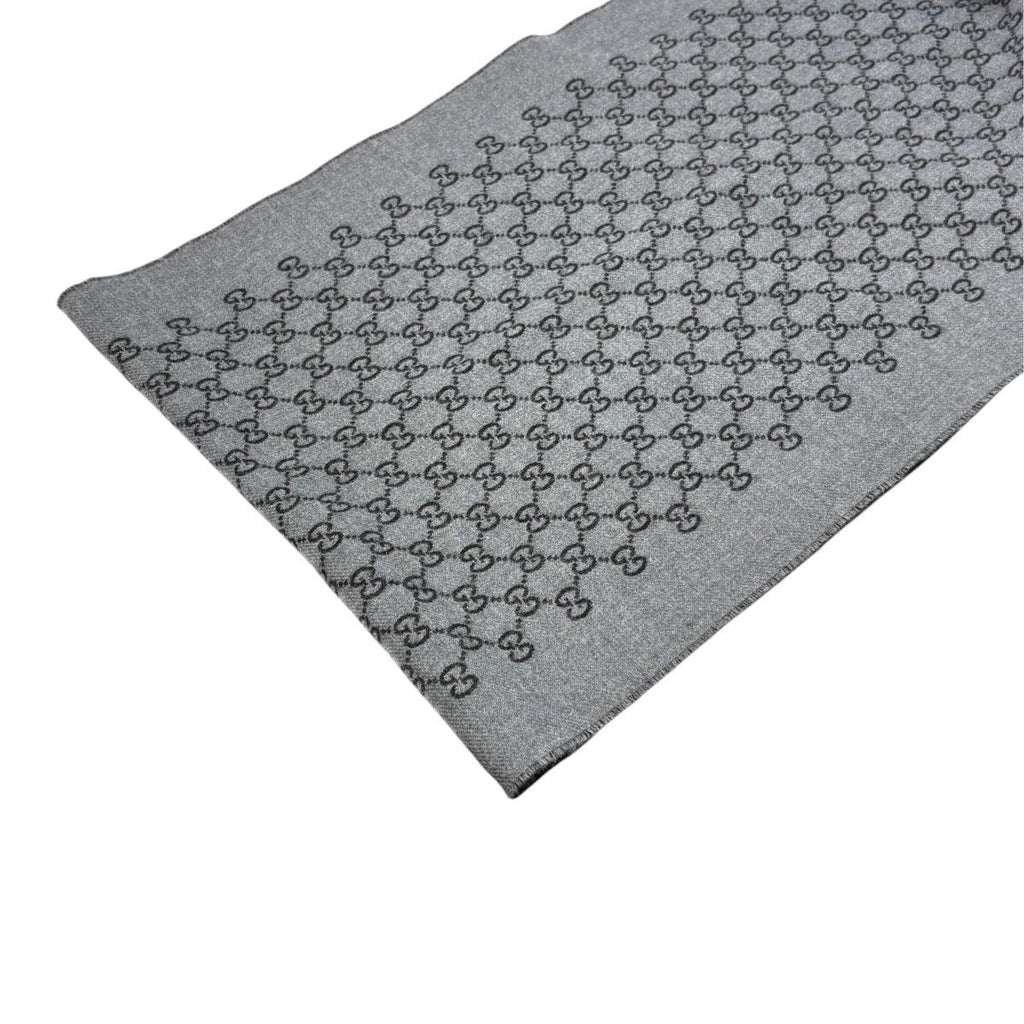 Gucci Double Jacquard GG Wool Scarf 33 175 Dark Gray Black — view 4
