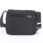 Prada Tessuto Nylon Triangle Logo Leather Shoulder Bag Crossbody Messenger Black — view 3