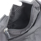 Prada Tessuto Nylon Triangle Logo Leather Shoulder Bag Crossbody Messenger Black — view 7