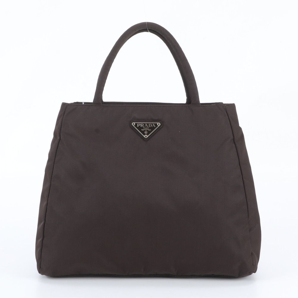 Prada Tessuto Nylon Triangle Logo Tote Bag Shoulder Hand Black
