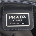 Prada Tessuto Nylon Triangle Logo Leather Shoulder Bag Crossbody Messenger Black — view 8