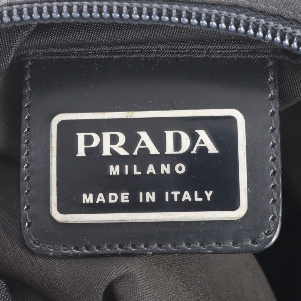 Prada Tessuto Nylon Triangle Logo Leather Shoulder Bag Crossbody Messenger Black — view 8