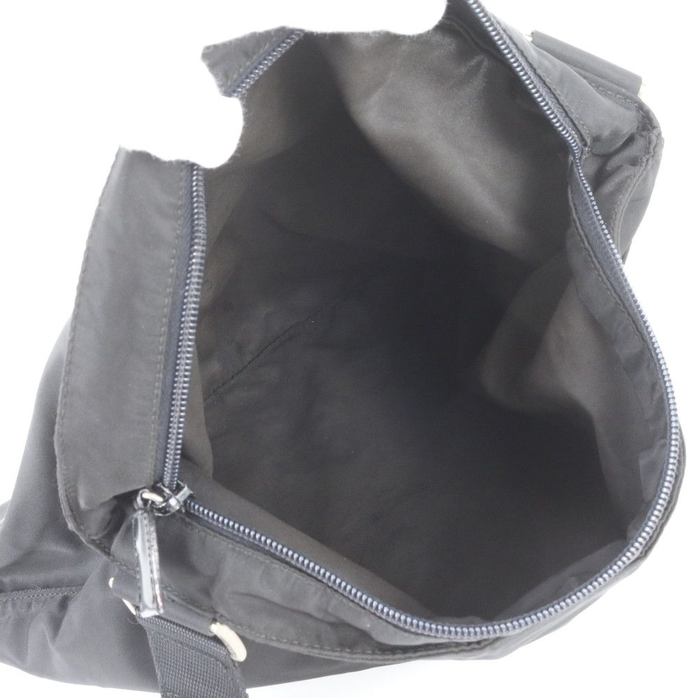 Prada Tessuto Nylon Triangle Logo Leather Shoulder Bag Crossbody Messenger Black — view 7