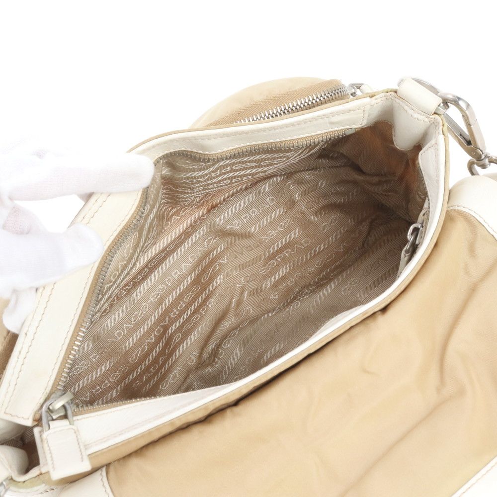 Prada Tessuto Nylon Triangle Logo Leather Shoulder Bag Messenger — view 7