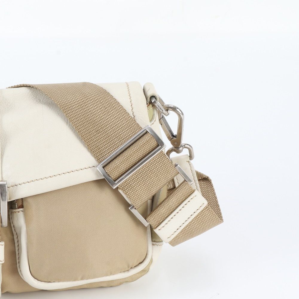 Prada Tessuto Nylon Triangle Logo Leather Shoulder Bag Messenger — view 2