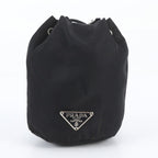 Prada Tessuto Nylon Triangle Logo Handbag Pouch Black