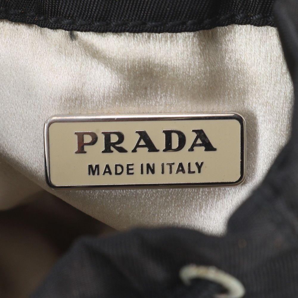 Prada Tessuto Nylon Triangle Logo Handbag Pouch Black — view 7