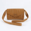 Chanel Mademoiselle Lambskin Leather Shoulder Bag Crossbody Brown