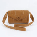Chanel Mademoiselle Lambskin Leather Shoulder Bag Crossbody Brown
