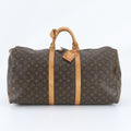 Louis Vuitton Monogram Keepall 55 Leather Boston Bag Tote Carry