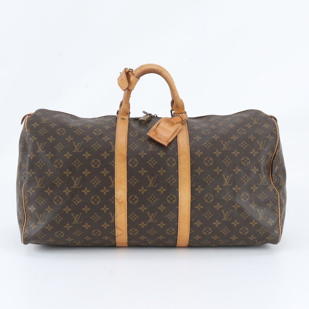 Louis Vuitton Monogram Keepall 55 Leather Boston Bag Tote Carry